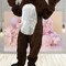 Womens Reindeer Suit with Hood Brown and White Plush with Antlers Red Nose and Mitts